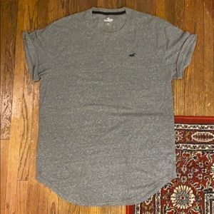 Heather Grey Rolled Cuff Curve Hem Tee